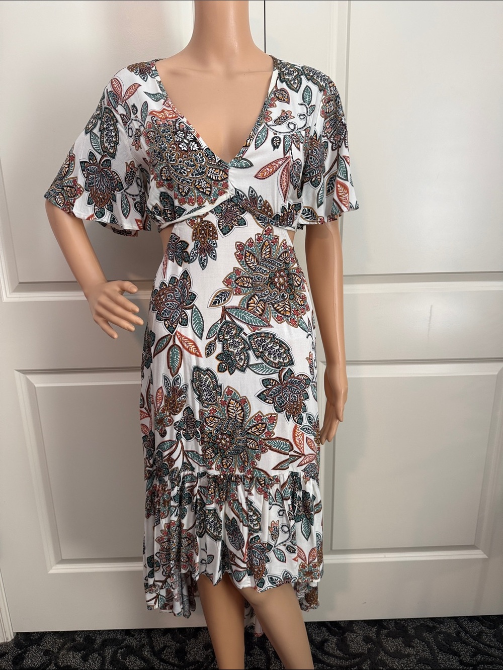New Rust Tydustty Floral V-Neck High-Low Dress - Picture 15 of 17